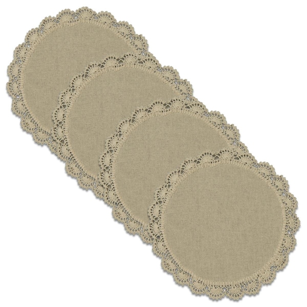 Heritage Lace 8 in. Crochet Envy Petal Edge Round Doily - Natural - Set of 4 CEPE-0800NA-S - main